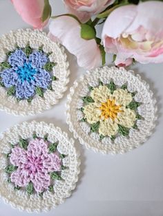 Doillies Crochet, Crochet Flower Granny Square Pattern, فن النسيج, Crochet Bolero Pattern, Coasters Crochet, Crochet Placemat Patterns, Flower Coaster, Granny Square Crochet Patterns Free