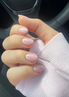 Short Nail Light Pink, Simple And Short Nails, Short Narrow Almond Nails, Tiny Almond Nails, Clean Girl Nails Almond Short, Xs Short Almond Nails, Light Pink Short Round Nails, Milky Pink Almond Nails Short, Baby Almond Nails