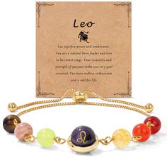 PRICES MAY VARY. 【Leo Gifts】Each of the 12 zodiac signs have its own associated stones, which can be used to strengthen positive traits and balance negative ones.We carefully selected Red Agate, Carnelian, Citrine, Peridot, Sunstone and Tiger's Eye for the Leo bracelet. 【Design Inspiration】 Everyone has their own zodiac sign, and this bracelet is dedicated to the people of Leo. The zodiac sign bead is engraved with a two-sided pattern, the front is sign symbol, the back is Leo star pattern. With Adjustable Healing Jewelry Gift, Adjustable Healing Jewelry As A Gift, Adjustable Spiritual Zodiac Jewelry, Zodiac Sign Round Beads Jewelry As Gift, Adjustable Zodiac Sign Jewelry For Gifts, Leo Crystals Stones, Adjustable Zodiac Sign Jewelry Gift, Gold Spiritual Bracelets With Zodiac Sign, Crystal For Leo Zodiac