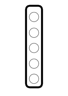 a black and white drawing of a traffic light with four lights on each side of it