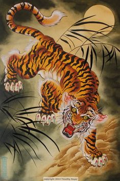 an image of a tiger running in the air