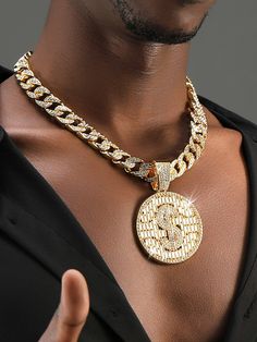 Yellow Gold Glamorous Collar  Zinc Alloy   Embellished   Men's Fashion Jewelry Jewellery Fashion Shoot, Mode Hip Hop, Zipper Jewelry, Black Beads Mangalsutra Design, Mangalsutra Design, Black Beads Mangalsutra, Silver Chain For Men, Card Payment, Diamonds Are Forever