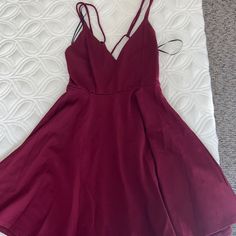 Tried On Dress And Didn’t Fit! Never Worn Outside! Strappy Back A-Line Dress In A Beautiful Berry Red Color. Casual Burgundy V-neck Mini Dress, Casual Burgundy Mini Dress For Night Out, Casual Burgundy Dress For Party, Casual Burgundy Dress For Date Night, Dresses Windsor, Red A Line Dress, Windsor Dresses, Aline Dress, Windsor