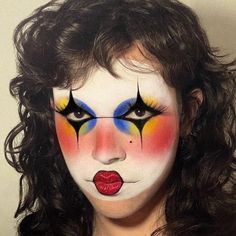 Full Face Artistic Makeup, 80s Clown Makeup, Artistic Clown Makeup, Black White And Red Clown Makeup, Abstract Clown Makeup, 70s Clown Makeup, Beautiful Clown Makeup, White Face Clown Makeup, Editorial Clown Makeup