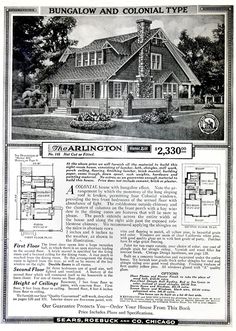 an old house is featured in this advertisement for the homeown and colonial type catalog