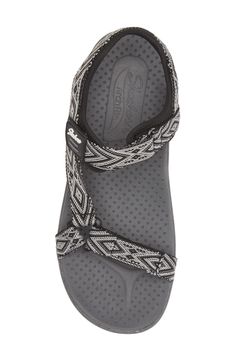 A cushioned and ventilated footbed provides supportive comfort to this sporty sandal with two hook-and-loop straps for a customized ft. Flat sole Patented Skechers Arch Fit® insole system with podiatrist-certified arch support Contoured footbed molds to your foot to reduce shock and increase weight dispersion Textile upper/synthetic lining and sole Imported Sporty Gray Sport Sandals With Cushioned Footbed, Sporty Gray Sandals With Cushioned Footbed, Gray Sporty Synthetic Sport Sandals, Gray Synthetic Sport Sandals, Comfortable Gray Sport Sandals With Cushioned Footbed, Textured Footbed Sport Sandals With Open Toe, Open Toe Sport Sandals With Textured Footbed, Black Double Strap Sport Sandals With Cushioned Footbed, Gray Non-slip Open Toe Sport Sandals