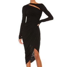 Great Condition Black Ruched Asymmetrical Dress For Evening, Black Ruched Asymmetrical Evening Dress, Evening Asymmetrical Knee-length Dress For Fall, Draped Asymmetrical Evening Dress For Fall, Chic Draped Midi Dress For Fall, Fall Draped Midi Dress, Elegant Asymmetrical Draped Dress For Fall, Elegant Draped Asymmetrical Dress For Fall, Elegant Draped Asymmetrical Fall Dress