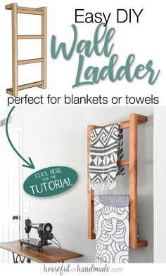 an easy diy wall ladder is perfect for blankets or towels to hang on the wall