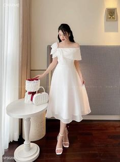 Evening Party Dress Classy Knee Length, White Dress For Confirmation, Trend Dresses 2024, Wedding Dress For Teenage Girl, Conformation Dresses Catholic, Farewell Dress Ideas Western, Civil Wedding Dress Civil Wedding Dress Classy, Ulzzang Dress Formal, Dress Korean Style Formal