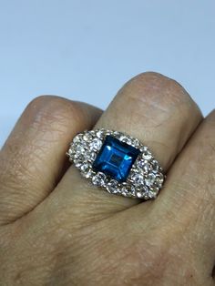 Vintage Genuine London Blue Topaz 925 Sterling Silver Ring https://www.etsy.com/listing/609116453/vintage-genuine-london-blue-topaz-925 Blue Diamond Jewelry With Rhinestones, Blue Gemstone Jewelry With Princess Cut, Blue Gemstone Jewelry Princess Cut, Blue Diamond Rings With Sparkling Stones, Blue Princess Cut Sterling Silver Jewelry, Blue Princess Cut Gemstone Jewelry, Blue Princess Cut Diamond Jewelry, Blue Sterling Silver Rings With Sparkling Stones, Blue Princess Cut Jewelry With Diamond Accents