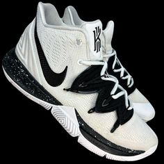 Nike Kyrie 5 ‘Oreo’ White/Black Basketball Shoes (Cn9519-100) Men’s Size 10.5. Great Condition! Thoroughly Cleaned, Inside And Out. There’s Some Light And Minor Staining (See All Pics). All Of The Beginning Pictures With The Black Background Are Photos Of The Actual Shoes. The Only Other Flaw Is That There Are 2 Tiny Tears On The Anke Area, Which Aren’t Even Noticeable. 100% Authentic Always. This Colorway Has Gotten Pretty Pricey And Hard To Find, So Grab Them While They’re Here! Hoop Star, Kyrie Irving’s Signature Shoe Gets Dressed In A Classic Colorway For March 2019. This Nike Kyrie 5 'Oreo' Sneaker Takes A Monochromatic Approach To Its Engineered Mesh Upper, Featuring A Nike Basketball Shoes Kobe, Basketball Shoes Kobe, Irving Shoes, Nike Kyrie 5, Kyrie 5, Black Basketball Shoes, White Basketball Shoes, Nike Basketball Shoes, Basketball Pictures