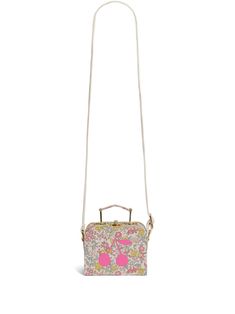 light beige/bubblegum pink/multicolour cotton all-over floral print signature cherry print gold-tone hardware hard rectangle body single flat top handle adjustable detachable shoulder strap box-clasp fastening main compartment Spring Rectangular Box Bag With Removable Pouch, Spring Rectangular Satchel, Spring Crossbody Box Bag With Adjustable Strap, Pink Rectangular Satchel For Spring, Spring Rectangular Box Bag With Detachable Strap, Rectangular Floral Print Shoulder Bag For Spring, Spring Square Satchel With Detachable Handle, Spring Square Satchel With Adjustable Strap, Spring Crossbody Box Bag With Detachable Strap