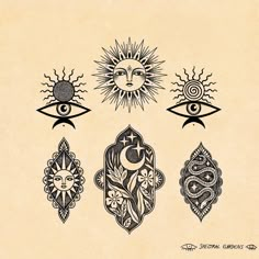 the sun, moon and eye tattoo designs