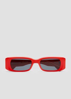 DOUBLE SLAP Red Rectangular Sunglasses With Mirrored Lenses, Red Rectangular Sunglasses With Tinted Lenses, Red Rectangular Polarized Sunglasses, Red Acetate Sunglasses With Gradient Lenses, Modern Red Rectangular Sunglasses, Red Acetate Sunglasses With Polarized Lenses, Classic Red Rectangular Sunglasses, Bonnie Clyde, Red Frame