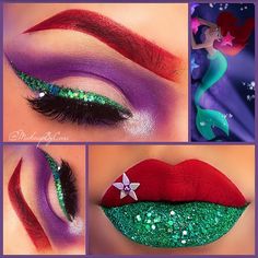 Makeup Inspired by Ariel From The Little Mermaid Disney Eye Makeup, Karneval Diy, Disney Inspired Makeup, Disney Princess Makeup, Disney Eyes, Princess Makeup