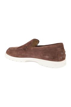 100% Pelle | Tod's Men's Suede Loafers in Brown | FW23/24 Slip-on Loafers With Contrast Sole In Calf Leather, Slip-on Calf Leather Loafers With Contrast Sole, Brown Slip-on Moccasins With Contrast Sole, Calf Leather Loafers With Contrast Sole, Calf Leather Slip-on Loafers With Contrast Sole, Calf Leather Slip-on Moccasins With Contrast Sole, Calf Leather Moccasins With Contrast Sole, Low-top Calf Leather Loafers With Contrast Sole, Slip-on Calf Leather Moccasins With Textured Sole