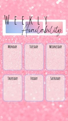 Pink Sparkle Theme Weekly Availability Instagram Nail Page Ideas, Lash Posts, Lash Content, Hair Salon Quotes, Hair Advertising, Lash Ideas, Eyebrow Lamination, Nail Instagram, Instagram Planning