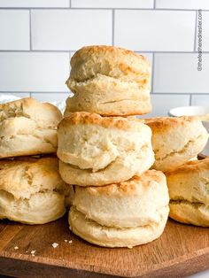 biscuits stacked on top of each other with text overlay that reads easy biscuits