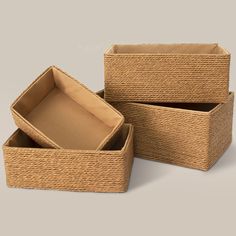 PRICES MAY VARY. 100% NATURAL ECO-FRIENDLY MATERIALS: Made from yellow recycled paper, this storage basket set is the ideal eco-friendly companion that is sturdy and has no sharp edges making it safe to use around infants. 4 Sizes(Inch) - Extra Large(Length 11”/Width 7.1”/Height 4.7”); Large(Length 9.8”/Width 6.3”/Height 3.9”); Medium(Length 8.7”/Width 5.5”/Height 3.1”) ; Small(Length 7.1”/Width 4.7”/Height 2.8”) HANDCRAFTED & DURABLE: These trendy baskets are easy to clean and extremely durable Small Woven Basket, Rope Storage, Wicker Storage, Cupboard Drawers, Woven Baskets Storage, Wicker Baskets Storage, Paper Basket, Basket Set, Basket Shelves