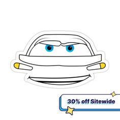 a sticker with the words 30 % off site on it and an image of a car