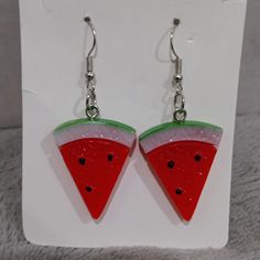 Super Cute Watermelon Earrings. Light Weight And Such A Cute Fashion Statement. New Never Worn. Watermelon Earrings, Brighton Earrings, Spike Hoop Earrings, Cute Watermelon, Multicolor Earrings, Earring Bundle, Fish Hook Earrings, Square Earrings, Dangling Earrings