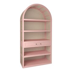 a pink shelf with two drawers on it