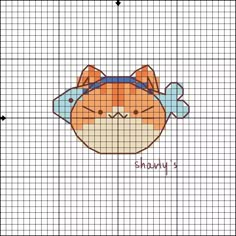 a cross stitch pattern with an image of a cat wearing headphones on top of it