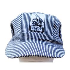 Western Railway Museum Train Conductor Hat Hickory Striped Blue White Unworn M18 Train Hat For Adult, Train Conductor Hat, Train Hat, Conductor Hat, Train Conductor, Railway Museum, Blue Stripes, Blue White, Mens Accessories