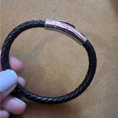 One Size Men’s Leather And Stainless Steel Braided Bracelet - Brand New. Black Leather. Mens Leather Bracelet, Mens Accessories Jewelry, Braided Bracelets, Leather Men, Black Silver, Leather Bracelet, Black Leather, Mens Accessories, Man Shop