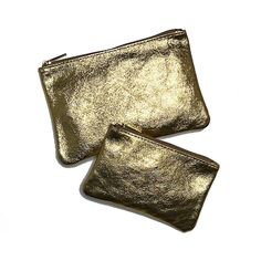 We love the colors of these Italian leather pouches! Crafted in Italy using a buttery soft leather, this sturdy pouch is great for keeping your essentials in one place while the shimmery metallic finish adds the perfect amount of luxurious glimmer. Handsome and handy all in one. What more could you want from a zipper pouch? Leather with a metal zipper closure / Made in Italy / Small 4" x 6" / Large 5" x 8" / Sold individually. Luxury Chic Textured Leather Pouch, Luxury Formal Textured Leather Pouch, Gold Leather Pouch For Daily Use, Everyday Gold Leather Clutch, Daily Use Gold Leather Pouch, Gold Leather Pouch Clutch, Gold Leather Clutch With Soft Leather, Everyday Gold Leather Coin Purse, Gold Soft Leather Clutch