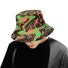 90s Toxic Acid Spill Rave Bucket Hat – BigTexFunkadelic Multicolor Bucket Hat For Summer Streetwear, Adjustable Funky Bucket Hat, Rave Bucket Hat, Colorful Festival Bucket Hat, Summer Streetwear Bucket Hat 5-panel, Camo Bucket Hat, Bucket Hat Fashion, Mens Bucket Hats, Black Bucket Hat