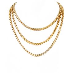 Details: Triple matte gold link chain Chain lengths - 14", 16", 18" with 2" extender Triple layers Accessories Png, Versace Necklace, Jewelry Bar, She She, Baguette Necklace, Gold Link Chain, Necklace Collection, Gold Link, Everyday Necklace