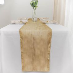 12inch x 108inch Accordion Crinkle Taffeta Table Runner - Gold Gold Table Runner, Gold Runner, Dinning Room Sets, Linen Runner, Gold Table Runners, Table Overlays, Burlap Table Runners, Event Table, Banquet Tables