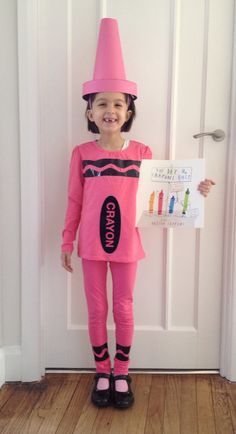 World Book Day pink crayon costume Crayon Costume Diy, Crayons Costume, Costume Ideas 2023