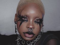 Punk Makeup Looks, Goth Makeup Looks, Afro Goth, Tutorials Makeup, Face Piercings