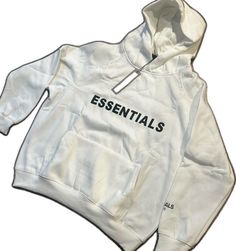 Basic White Hoodie For Streetwear, White Logo Print Hoodie For Spring, Basic White Hoodie With Letter Print, White Hoodie With Letter Print For Everyday, White Letter Print Hoodie For Everyday, Everyday White Hoodie With Letter Print, White Everyday Hoodie For Fall, Trendy White Everyday Sweatshirt, Sporty White Sweatshirt For Everyday