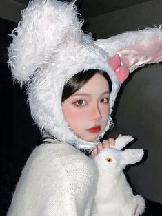 𝔇𝔢𝔱𝔞𝔦𝔩𝔰: Style: Harajuku, Y2k, Kawaii, Soft girl Material: Polyester Quantity: 1 pc Highlights: Wanna be the cutest bunny girl? This kawaii rabbit hat features a wrap-up structure to cover your face. Easy to decorate and match your kawaii goth/ grunge wardrobe Bunny Hat Aesthetic, Cute Bunny Costume, Grunge Wardrobe, Rabbit Outfit, Bunny Hats, Goth Bunny, Kawaii Rabbit, Rabbit Hat, Rabbit Girl