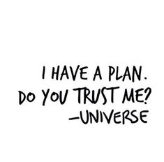 the words i have a plan do you trust me? - universe written in black ink