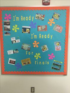 a bulletin board with pictures and words on it