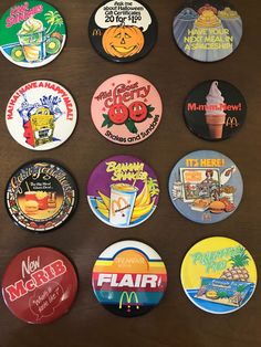 Vintage McDonalds Canada Buttons from the 70s and 80s | Vintage McDonalds Worker Buttons | Vintage McDonalds Memorabilia | McDonalds in the 80s | McDonalds in the 70s . . . .  - PRICES VARY PER BUTTON - Buy 4 save 10% automatically at checkout! From the drop down, please choose the correct design(s) you wish to purchase. All buttons are APPROX 3.25", with the exception of "Mmm New!", which is approx 3". Available: * $0.25 Cone * $1.39 Big Mac * Arctic Orange Shake * Banana Shakes * Baby Smurf * Breakfast Under a Dollar! * Double Hamburger $1.09 * Flair * Get it Together * Have a Happy Meal * Have a McHappy Day Wed. April 2 * Halloween Pumpkin * I Love Chicken McNuggets * It's Here * Kiwi Sundaes * Light n Crispy * McDonalds Christmas Bears  * McNuggets Maniac * McRib * Mmm New! * Pineapple Vintage Pinback Buttons, Mcdonalds Worker, 80s Mcdonalds, Boy Scout Badges, Guide Badges, Vintage Mcdonalds, Banana Shake, Vintage Boys, Christmas Bear