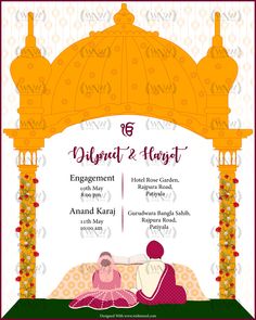 Sikh Wedding Invitations Cards, Millennial Wedding, Sikh Wedding Invitation, Sikh Wedding Card, Wedding Card Template, Marriage Invitation Card, Create Wedding Invitations