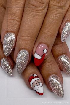 Santa Nails Santas Hat Nail Art, Nail Designer