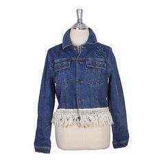 Limited Edition Item. Once this stock is gone, it's gone! For anyone looking for a stylish look, then this jacket is perfect for you. Made with high-quality cotton and handcrafted to perfection by the Hmong Tribes of Northern Thailand. This Classic Flower Denim Fringe Jacket is now sold at a special price. It's in a simple style that can be worn with just about any outfit! Tween Size Small * Pink Floral: 21.6" L x 18.8" W x Sleeves: 23.6* Maroon: 19" L x 18" W x Sleeves: 23* Pink & Blue Floral: Embroidered Cotton Denim Jacket For Fall, Fitted Cotton Outerwear With Frayed Hem, Bohemian Cotton Denim Jacket With Frayed Hem, Floral Embroidered Cotton Denim Jacket For Fall, Cotton Denim Jacket With Floral Embroidery For Fall, Fall Cotton Denim Jacket With Frayed Hem, Bohemian Dark Wash Outerwear For Spring, Cotton Denim Jacket With Frayed Hem For Fall, Dark Wash Cotton Denim Jacket For Spring