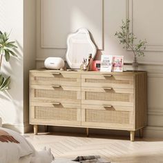 a bedroom scene with focus on the dresser