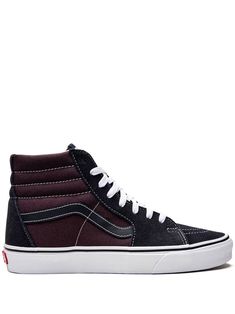 navy blue/burgundy canvas/leather panelled design side stripe detailing round toe front lace-up fastening ankle-length rubber sole These styles are supplied by a premium sneaker marketplace. Stocking only the most sought-after footwear, they source and curate some of the most hard to find sneakers from around the world. Sneakers Vans, Vans Sk8 Hi, Vans Shop, Vans High Top Sneaker, Sk8 Hi, Sneakers Blue, Vans Sneakers, Vans Sk8, Side Stripe