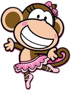 a cartoon monkey wearing a pink ballet outfit