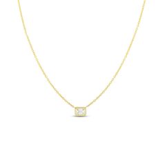 Roberto Coin Jewelry - 18K EMERALD CUT DIAMOND NECKLACE | Manfredi Jewels Diamond Tennis Necklace, Roberto Coin, Emerald Cut Diamond, Bezel Pendant, Tennis Necklace, Station Necklace, Diamond Drops, Emerald Cut Diamonds, Bezel Diamond