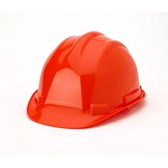 an orange hard hat on a white background