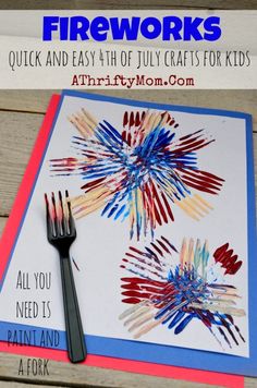 Easy Craft Ideas For Kids, Firework Painting, July 4th Holiday, Quick And Easy Crafts