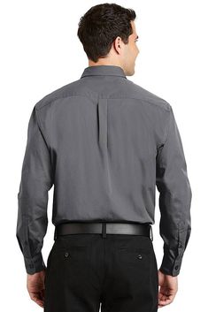 Port Authority ® Tonal Pattern Easy Care Shirt. S613 - GREY - L | Port Authority Tonal Pattern Easy Care Shirt in Grey Size Large | Cotton/Polyester Blend Port Authority, Work Shirts, Button Down Collar, Men Sweater, Ruffle Blouse, Button Up, Size Medium, Grey, Pattern